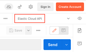 Elastic Cloud API environment is selected Elastic Cloud API environment is selected