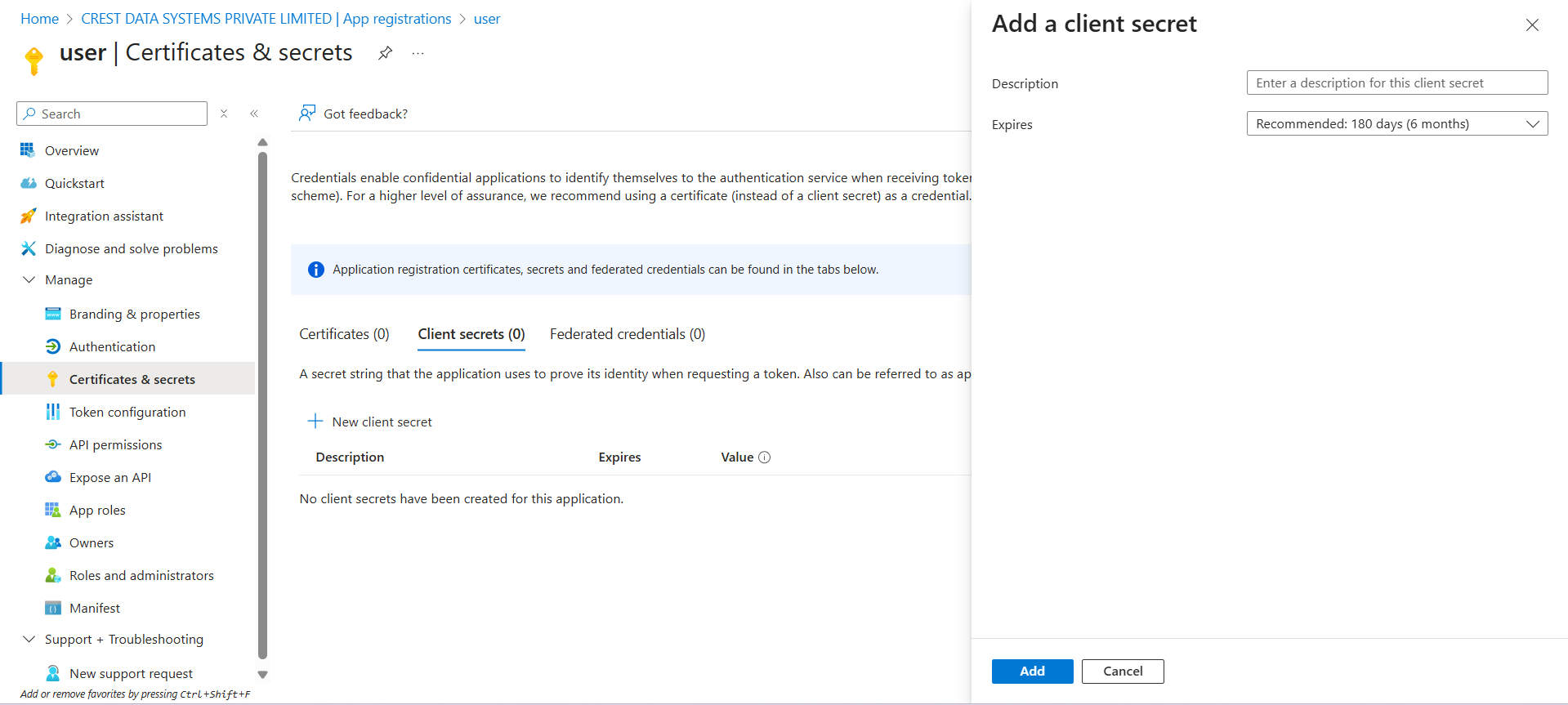 New Client Secrete New Client Secrete