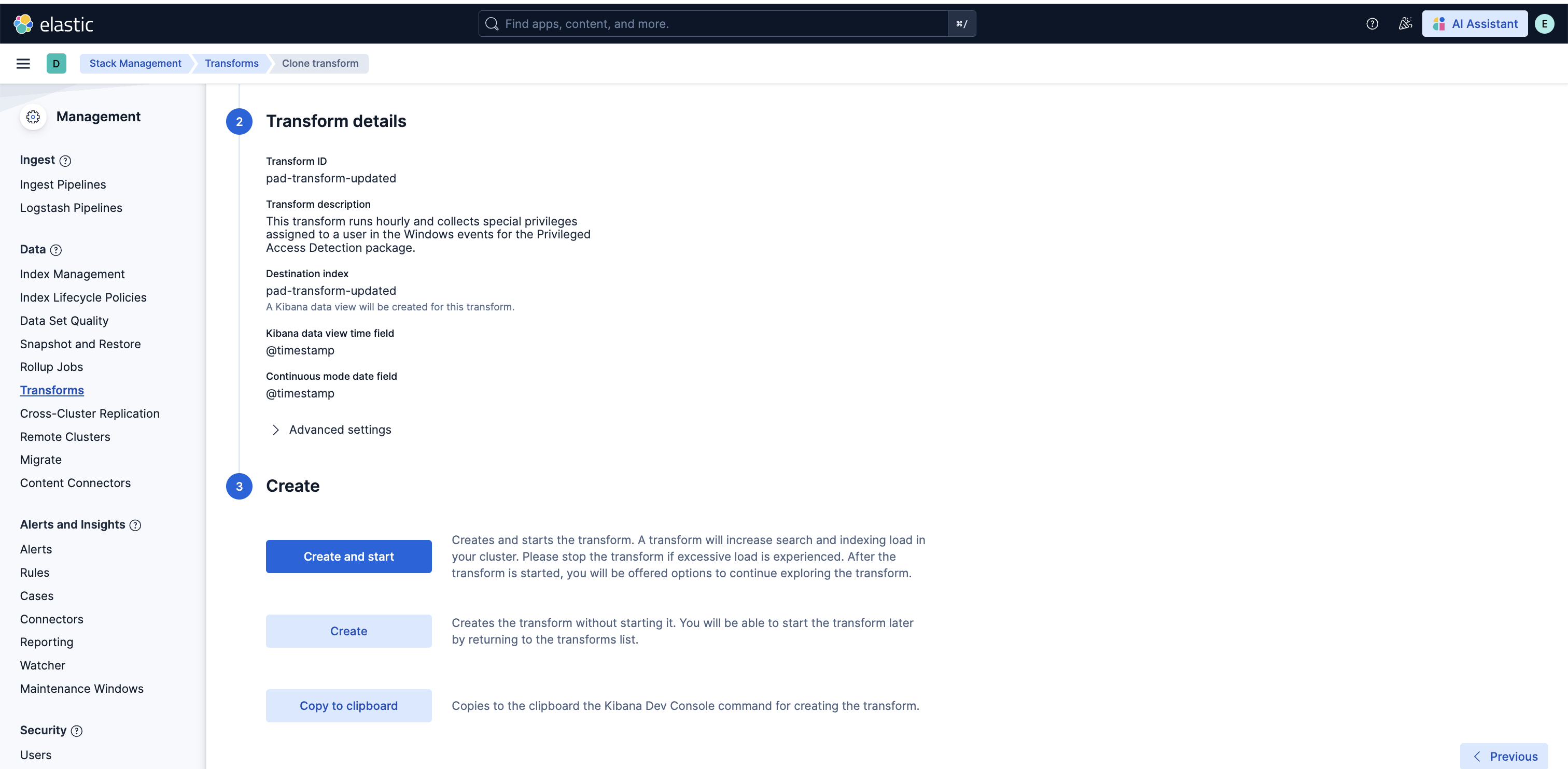 Privileged Access Detection transform