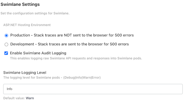 TPI Audit Log Settings TPI Audit Log Settings