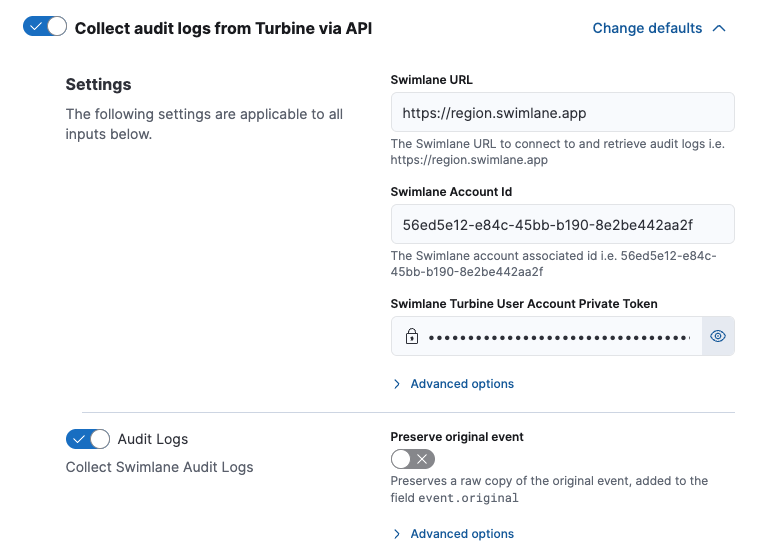 Turbine Cloud Settings Turbine Cloud Settings