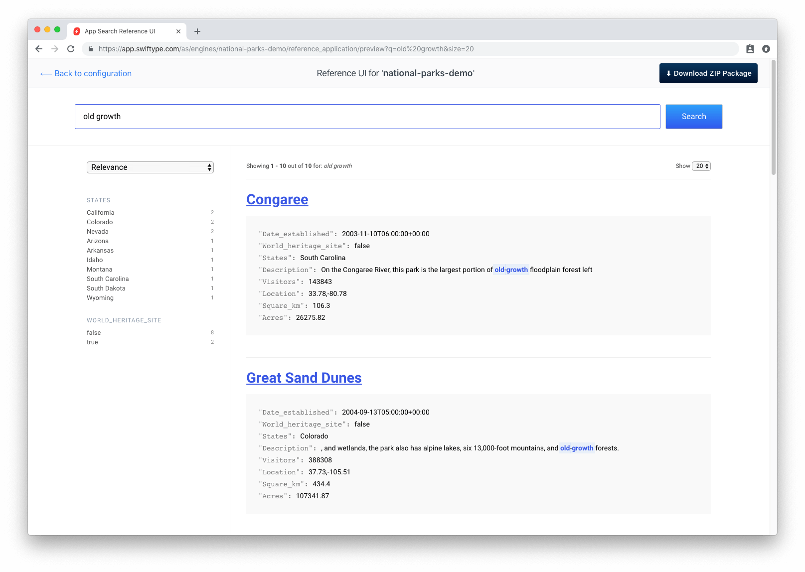 reference ui old growth query