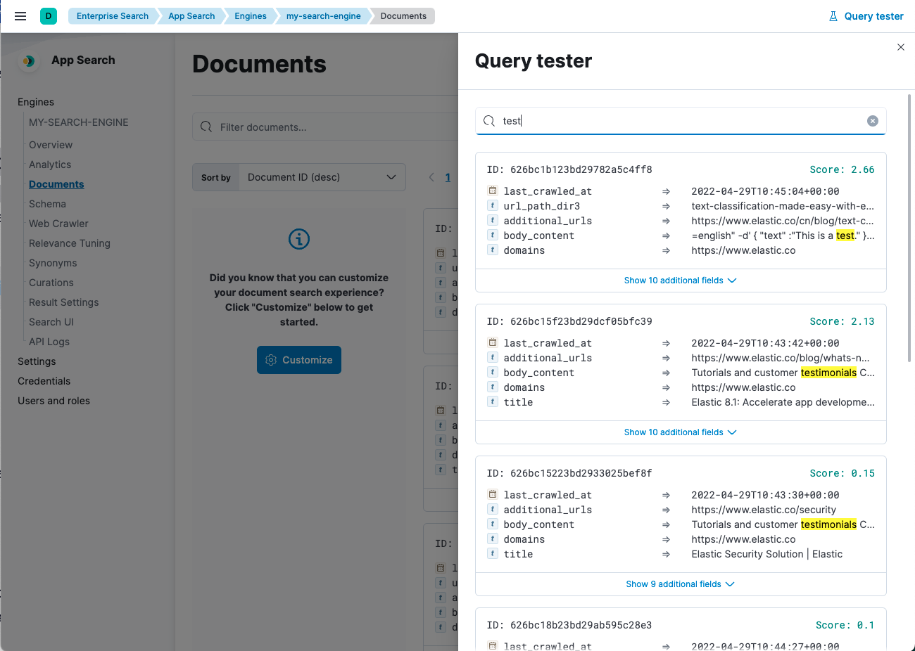 query tester dashboard