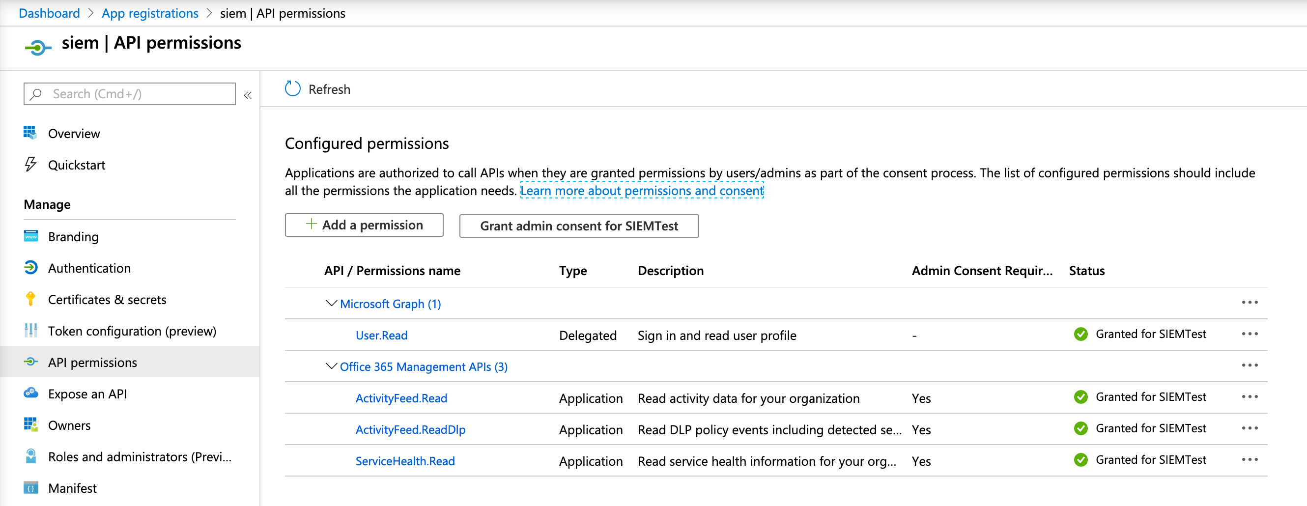 filebeat o365 azure permissions