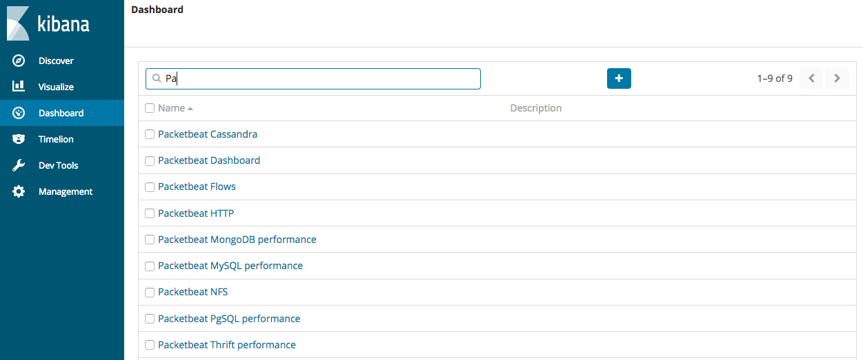 Navigation widget in Kibana