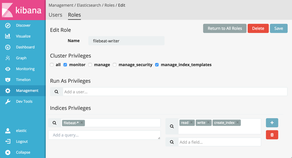 The `filebeat-writer` role