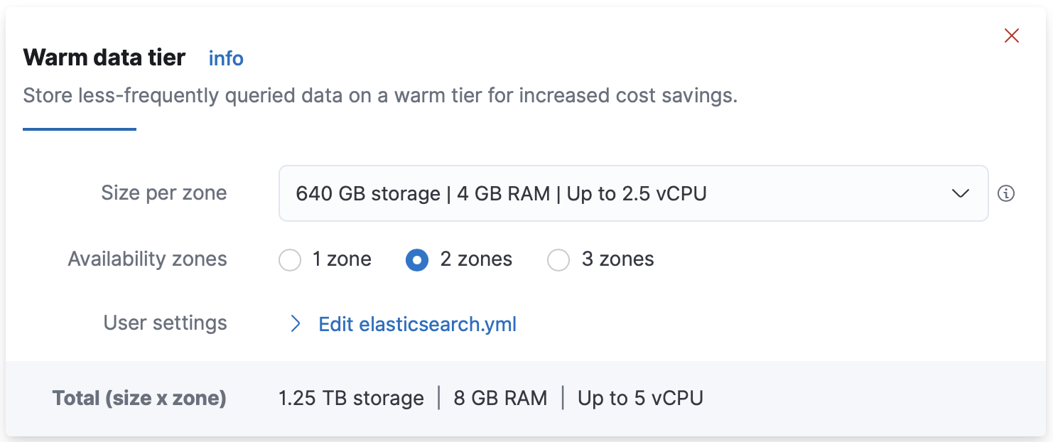 Customize warm data tier nodes