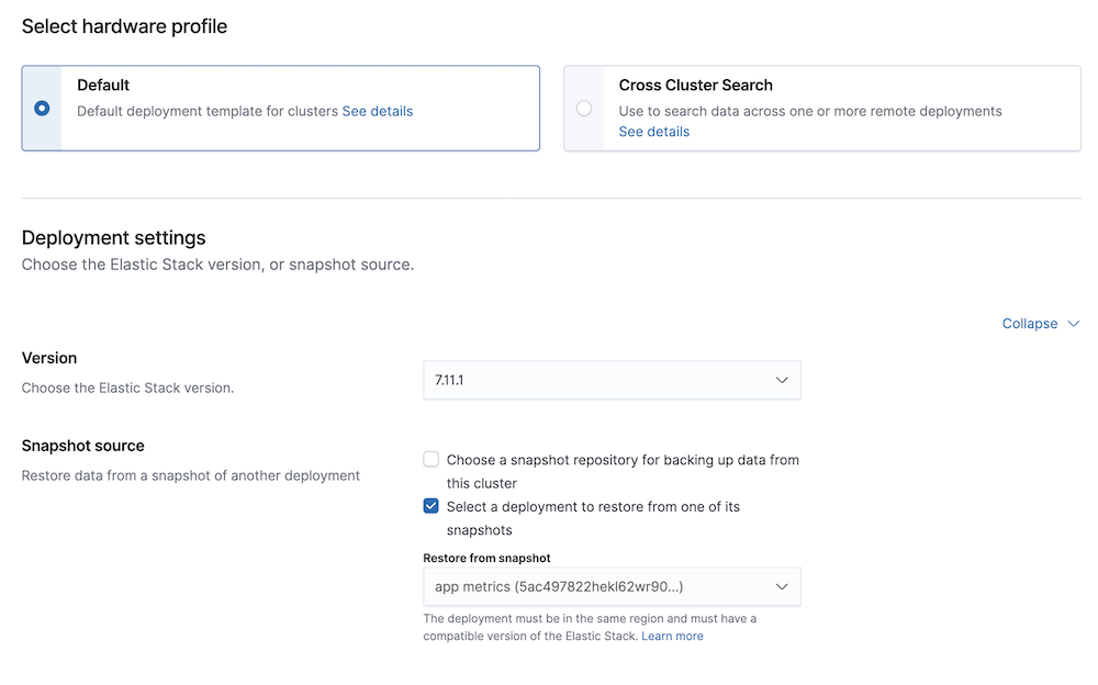 Create a Deployment using a snapshot