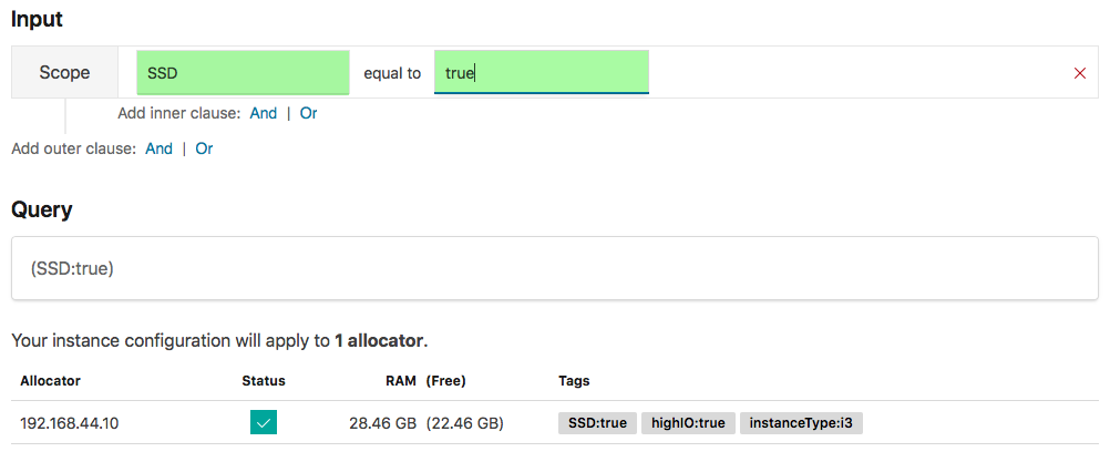 Creating a query that filters on allocator tags