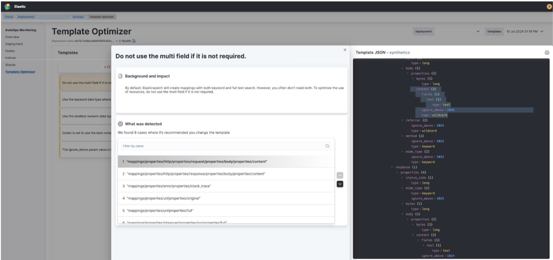 The Template Optimizer view