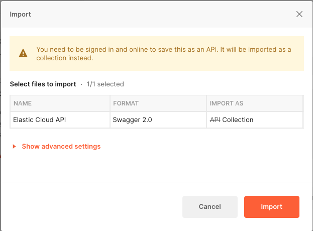 The Confirm your import window in Postman