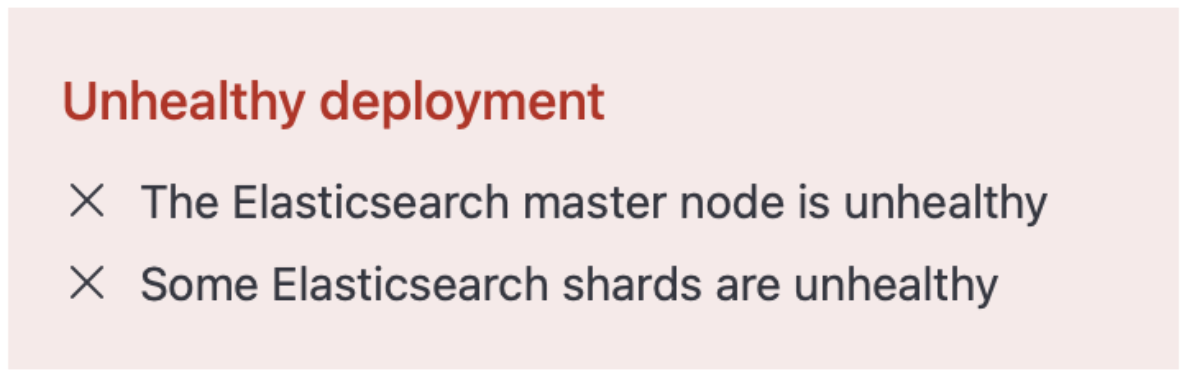 Unhealthy deployment error message