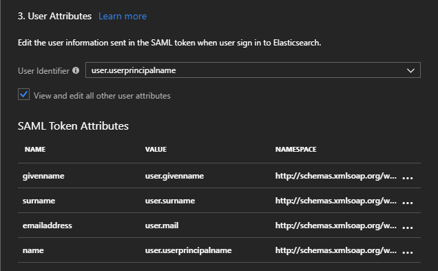 saml token attributes