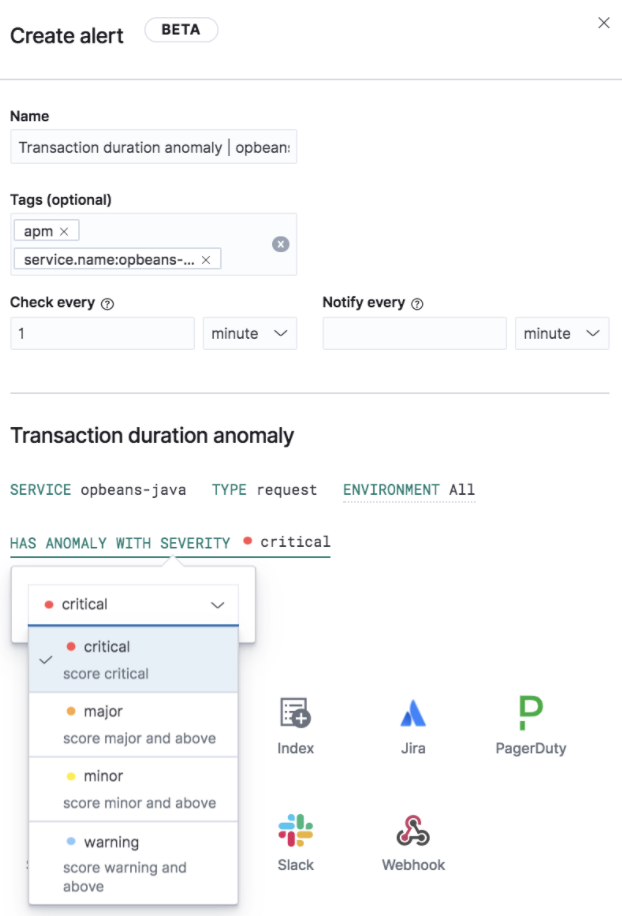 Anomaly detection alerts