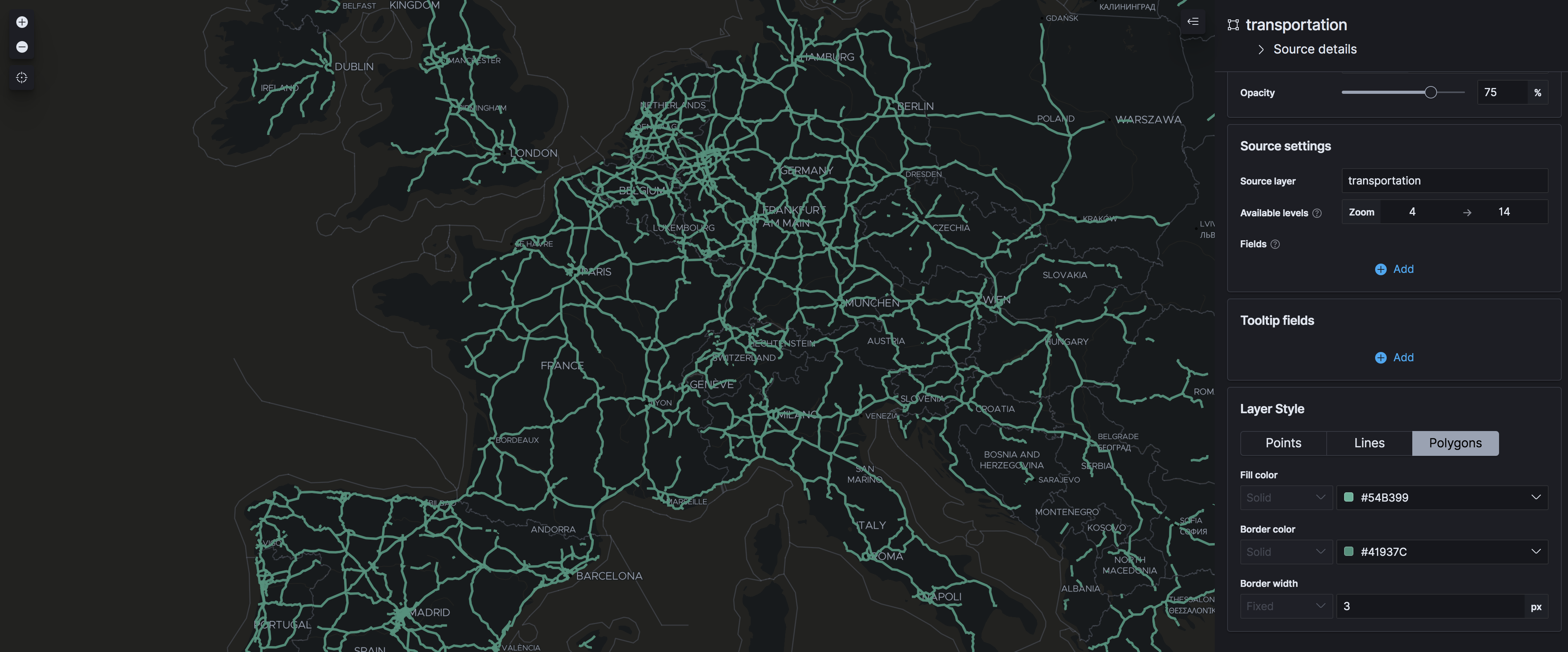 Vector tile layer with Mapbox vector tile specification