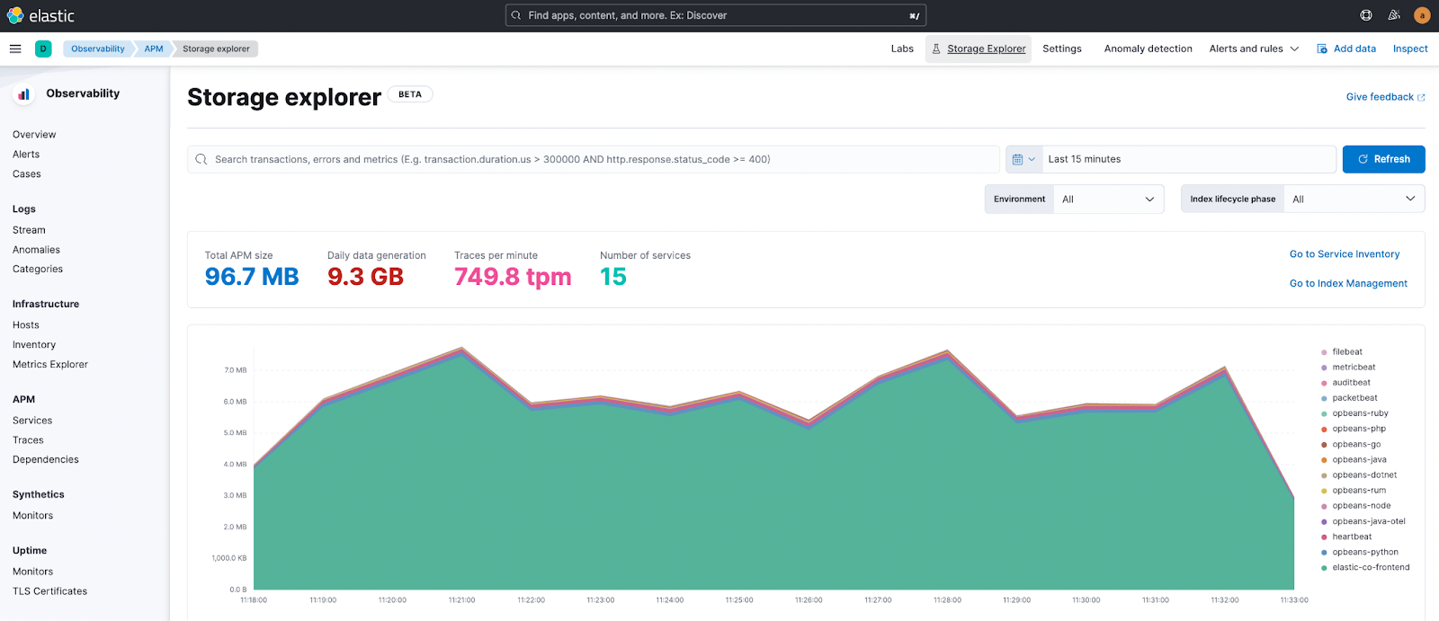 View storage footprint with APM Storage Explorer