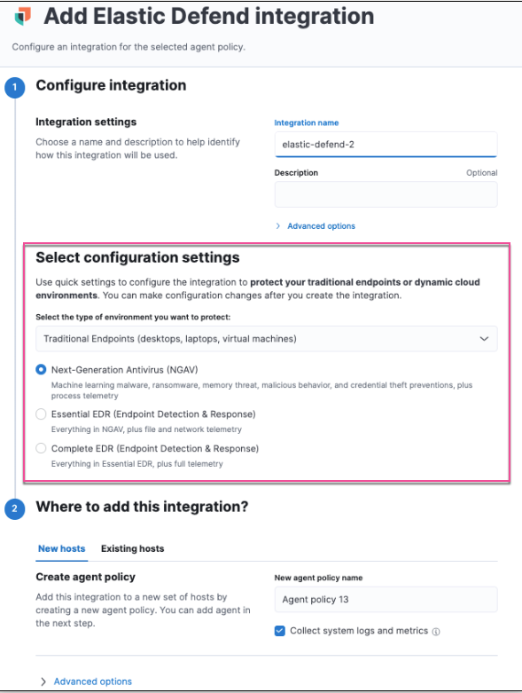 Elastic Defend configuration