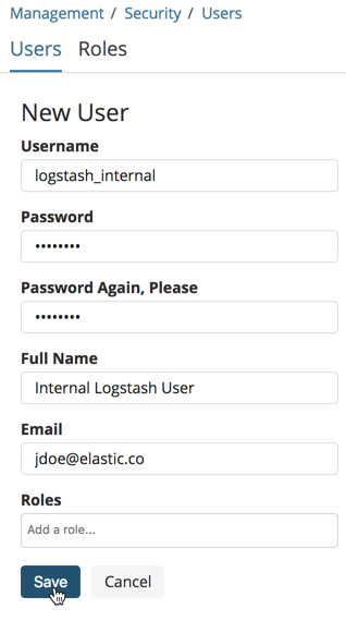 Creating a Logstash user in Kibana