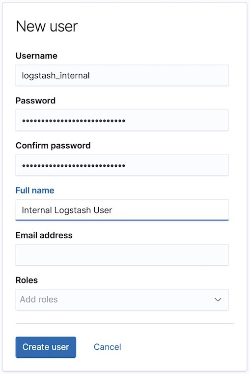 Creating a Logstash user in Kibana