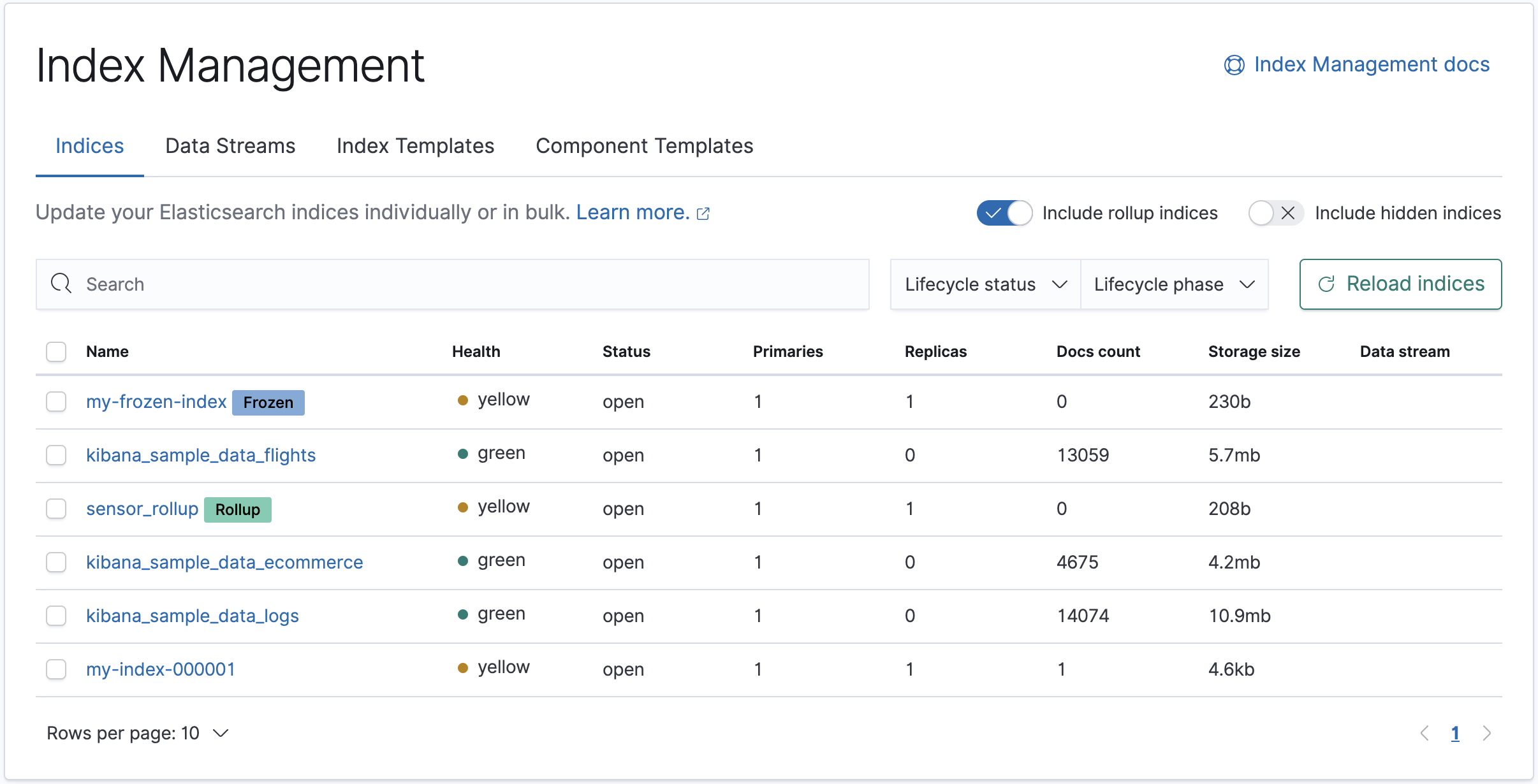 Index Management UI