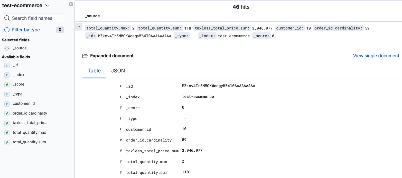 Exploring the new index in Kibana