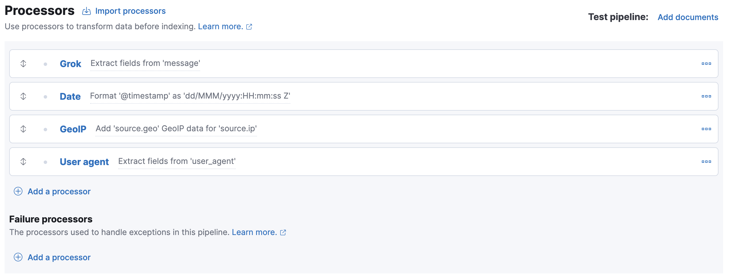 Processors for Ingest Node Pipelines