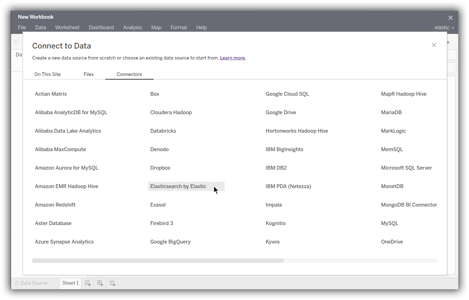 Select Elasticsearch as the data source