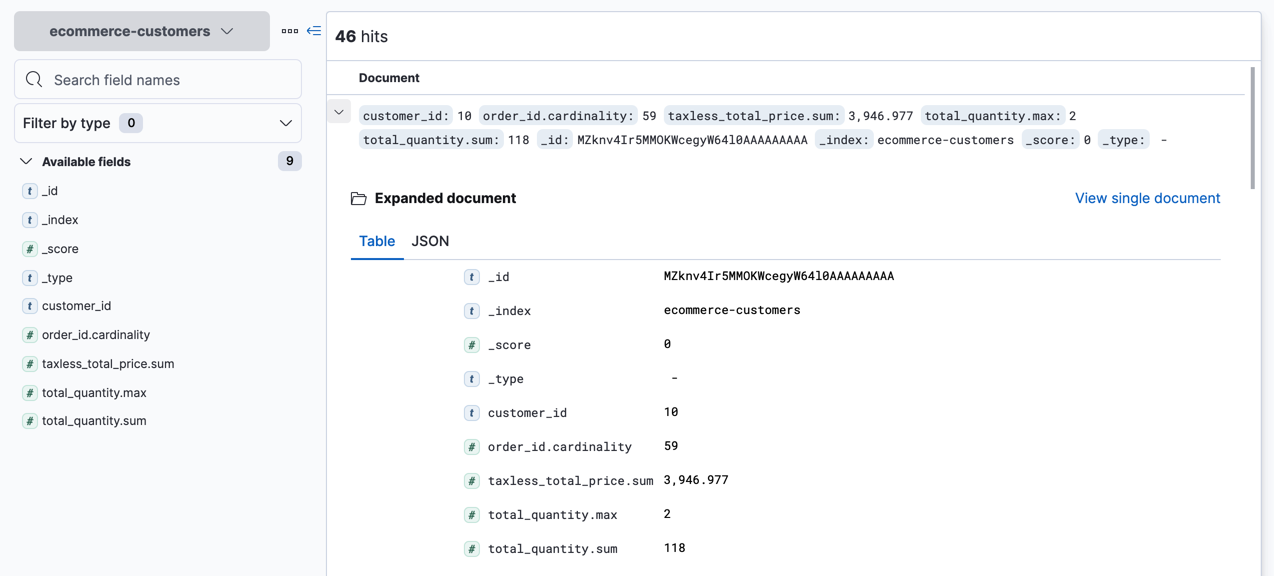 Exploring the new index in Kibana