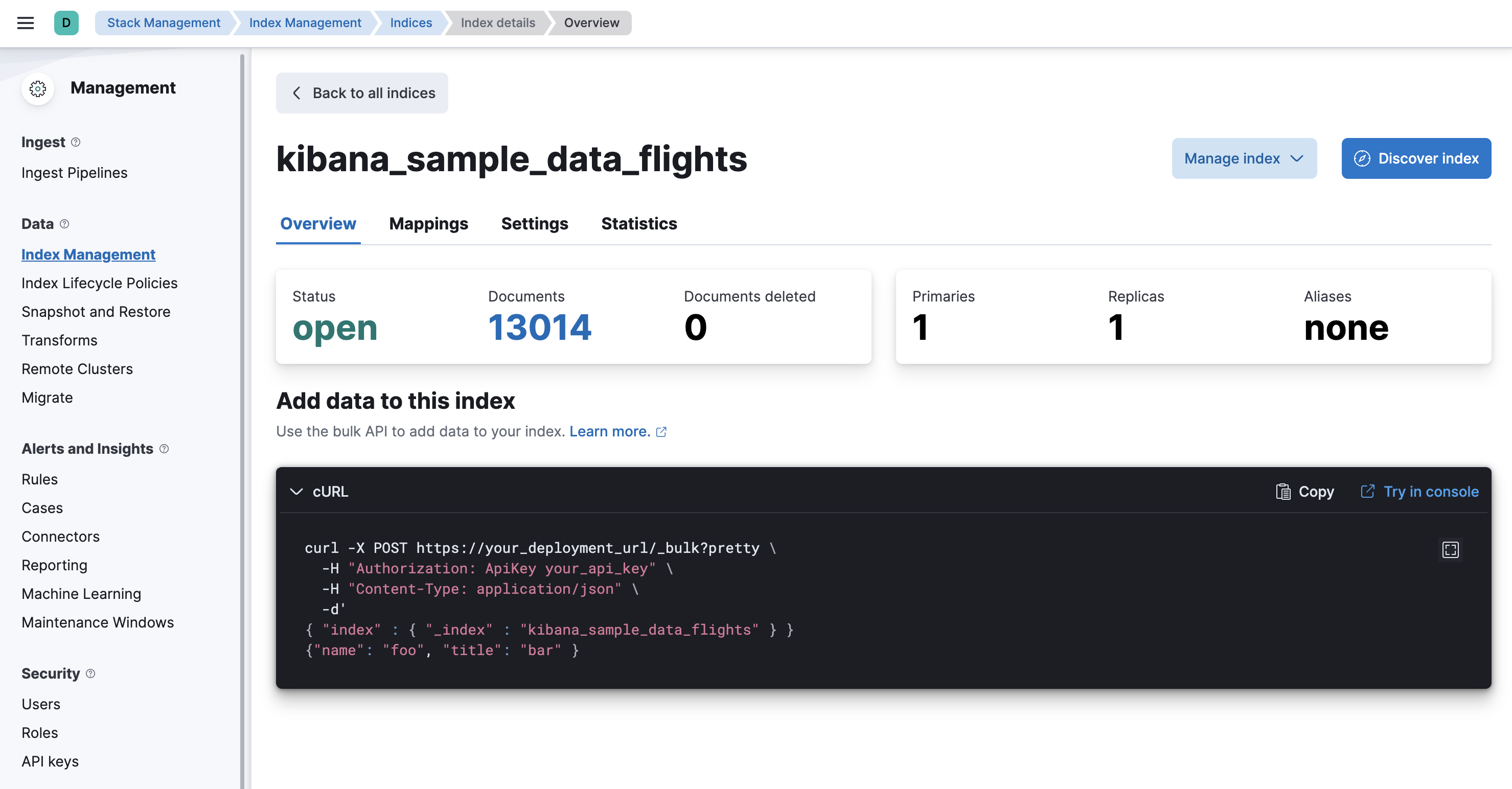 Index Management UI