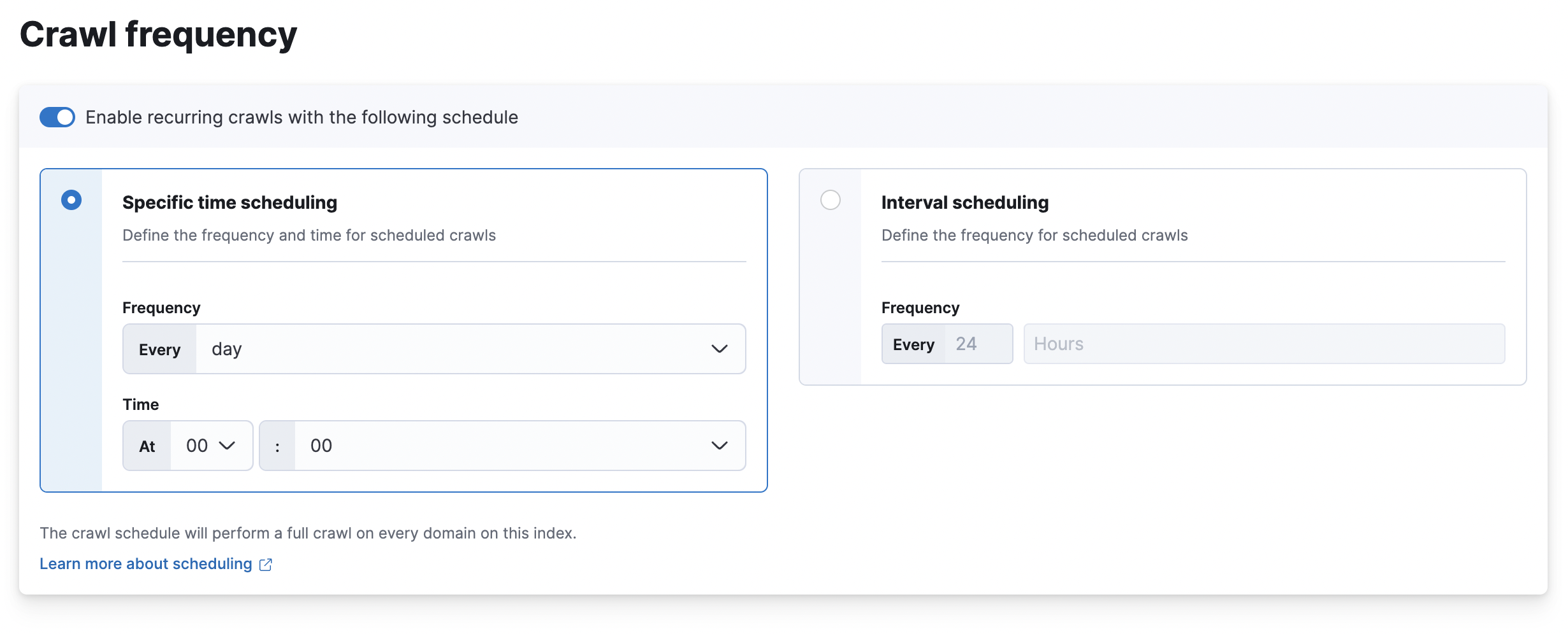 Crawler scheduling UI