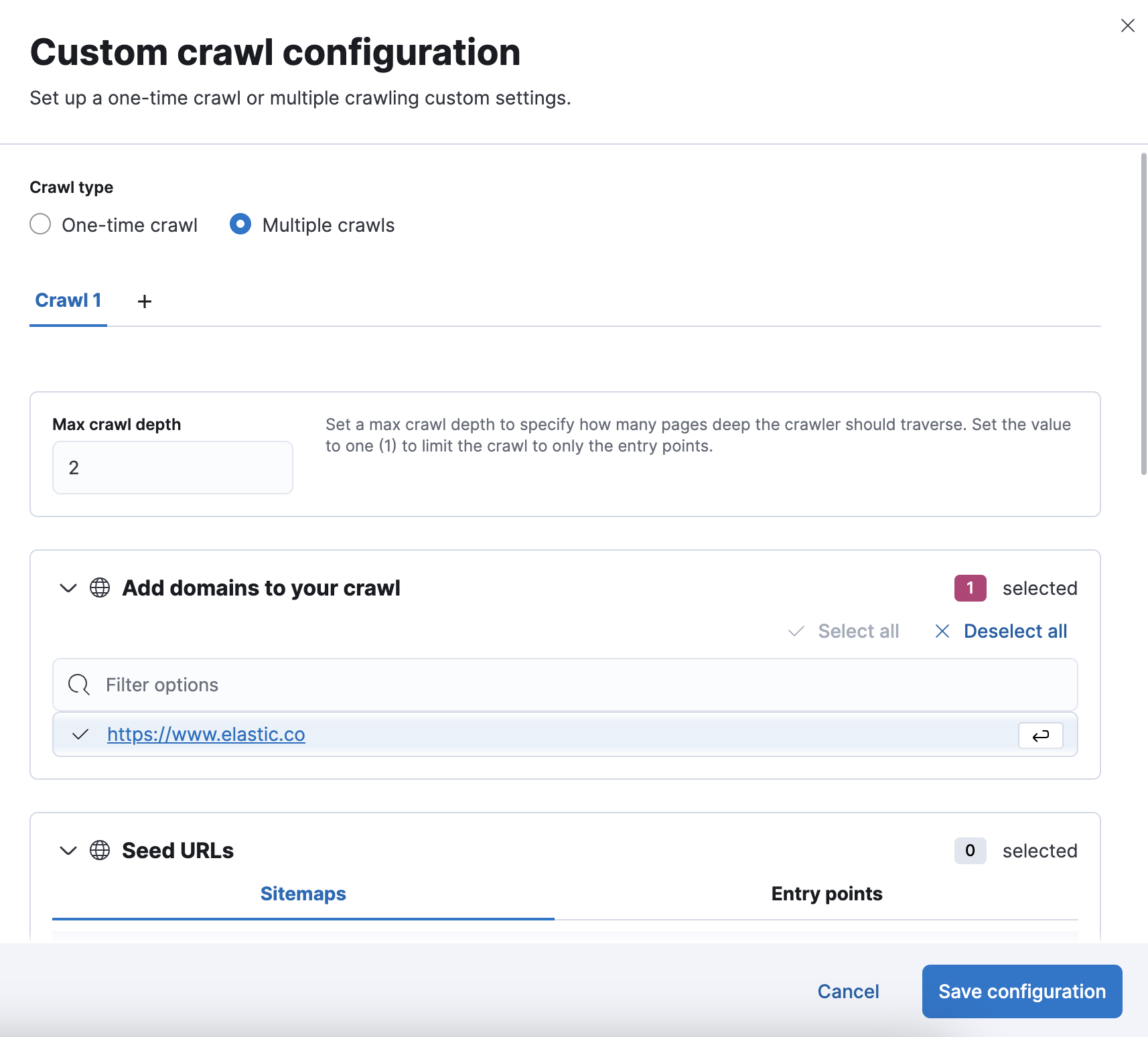 Scheduling multiple crawls UI