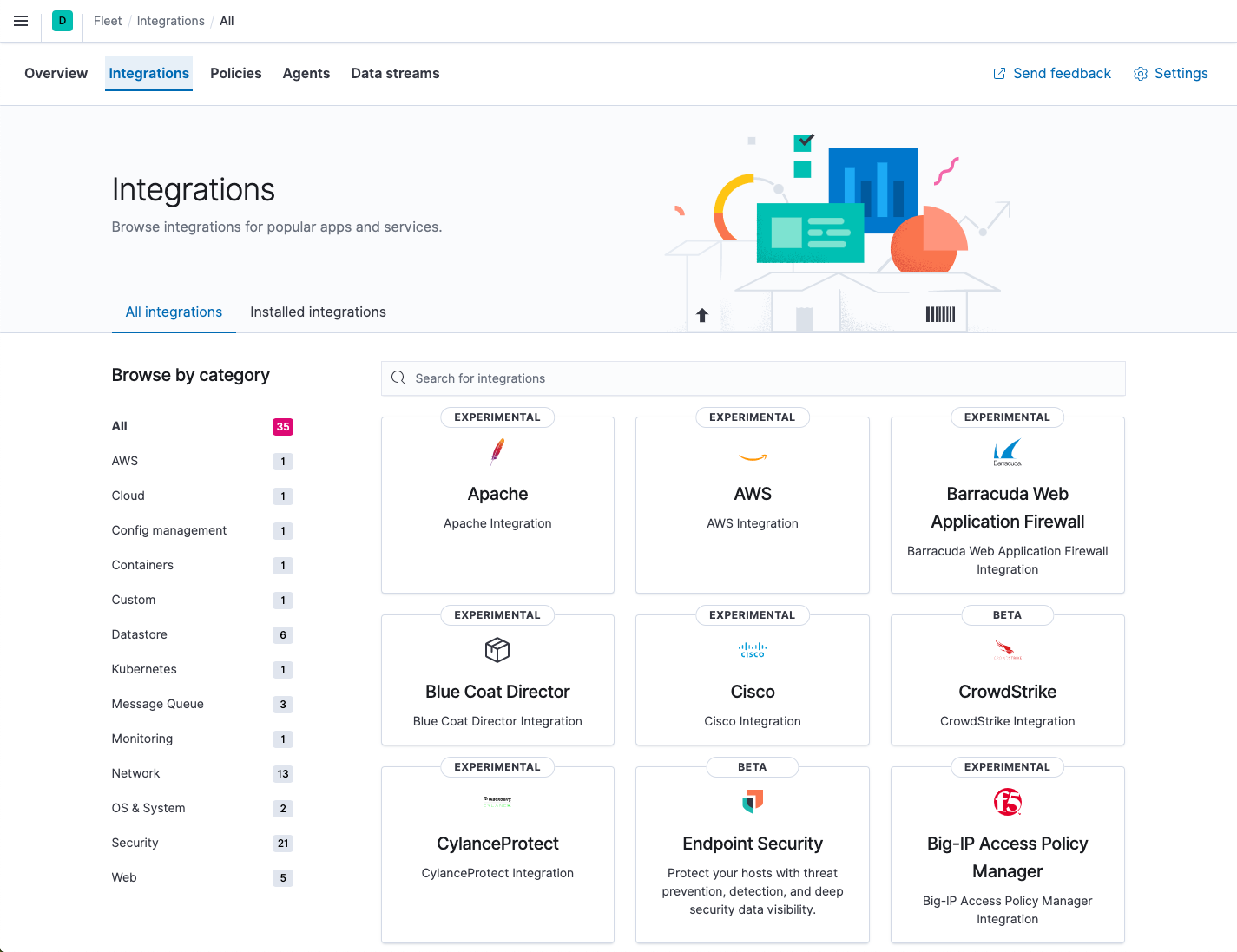 Integrations page