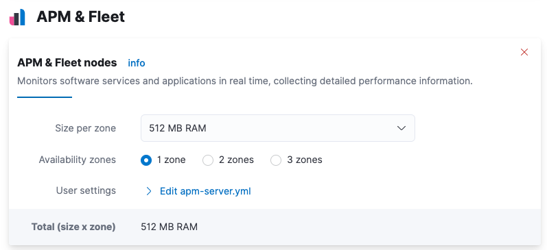 Edit page showing settings for APM & Fleet node