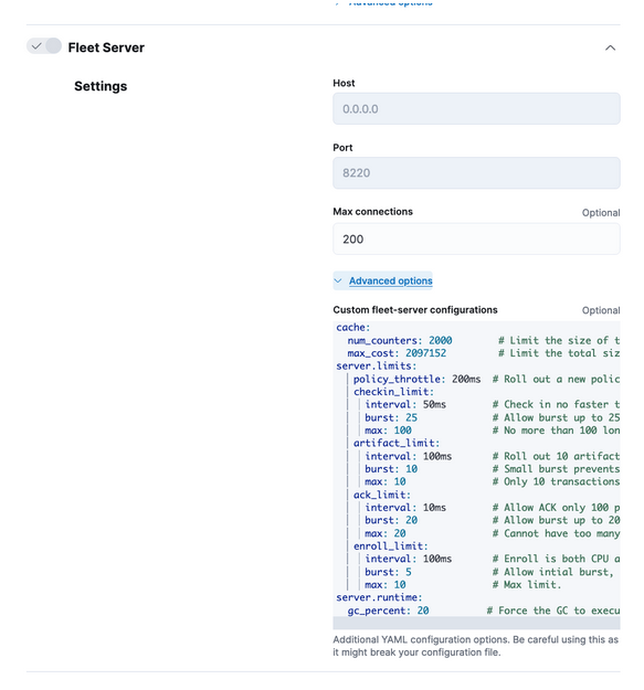 Fleet Server configuration