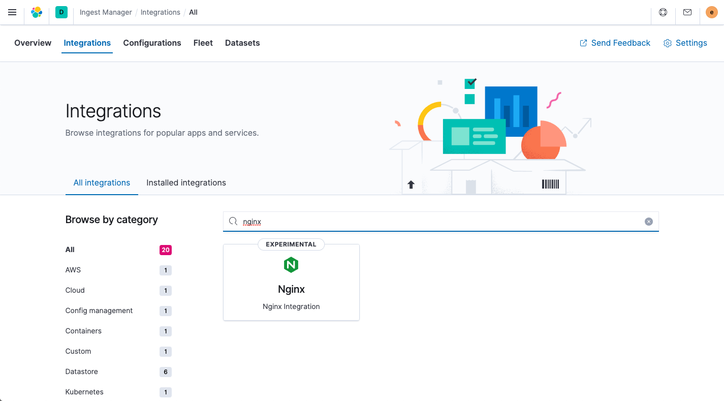 Ingest Manager showing Nginx integration