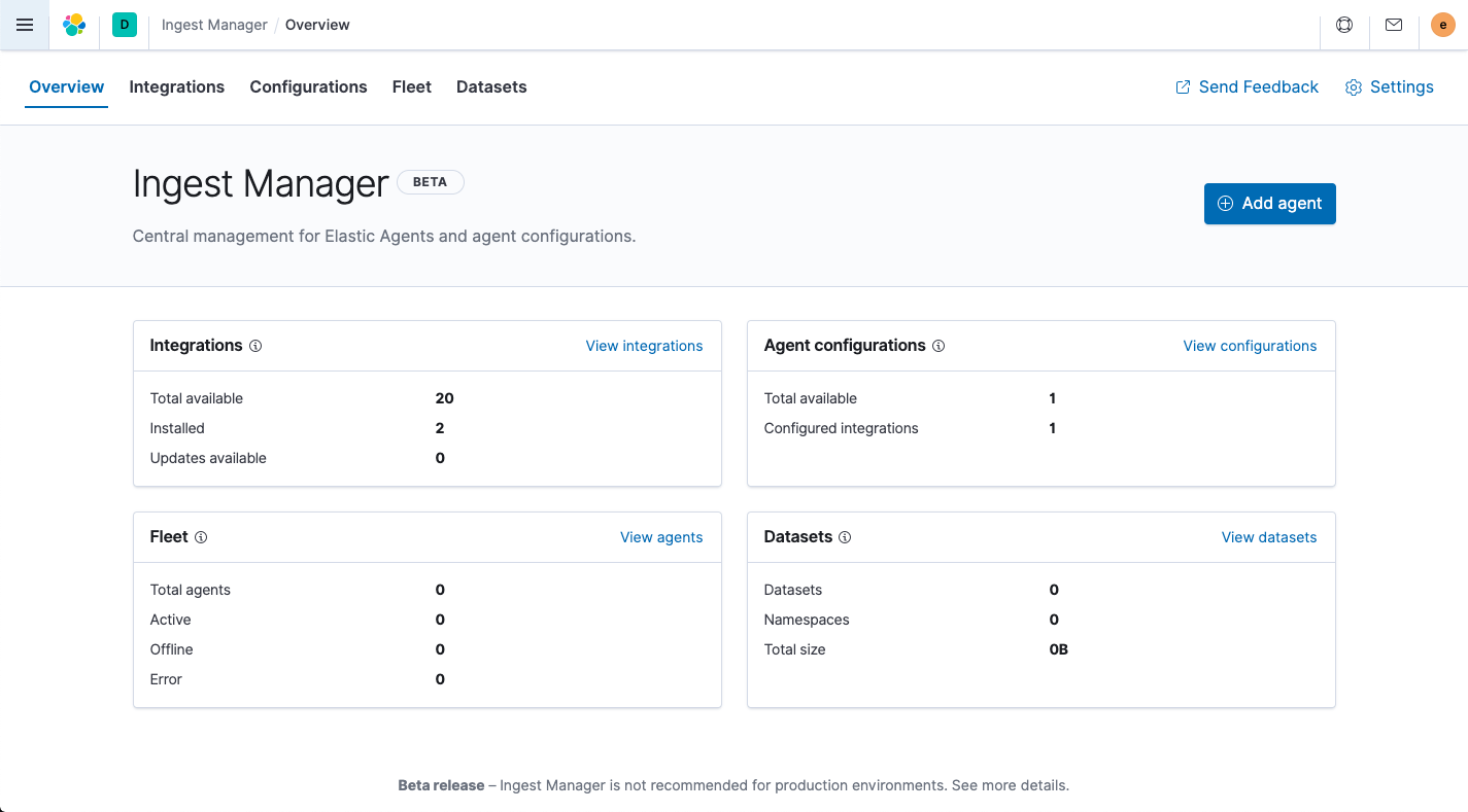 Ingest Manager in Kibana