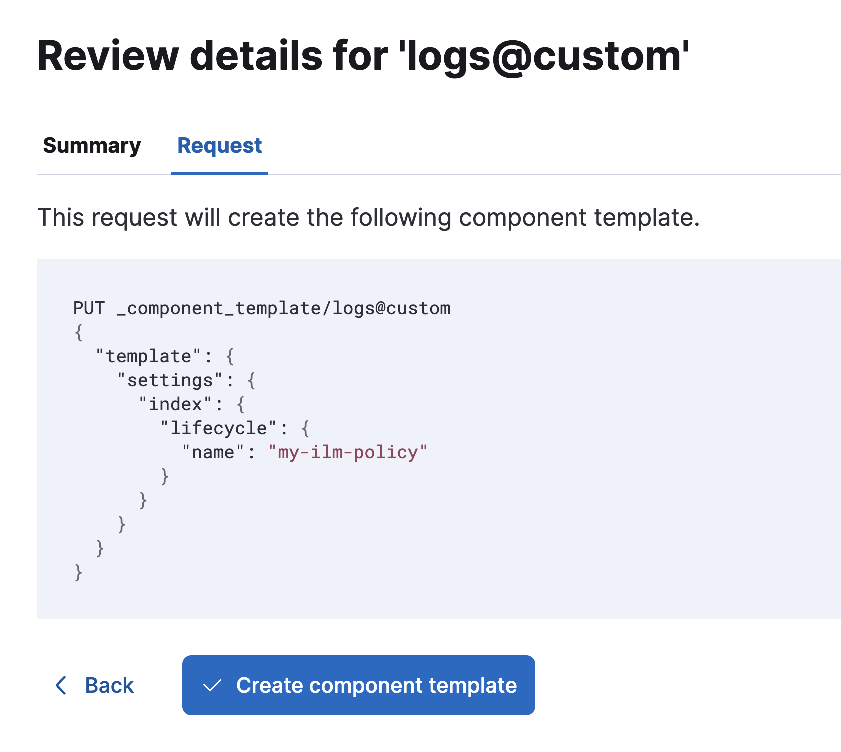 Review details for the new component template