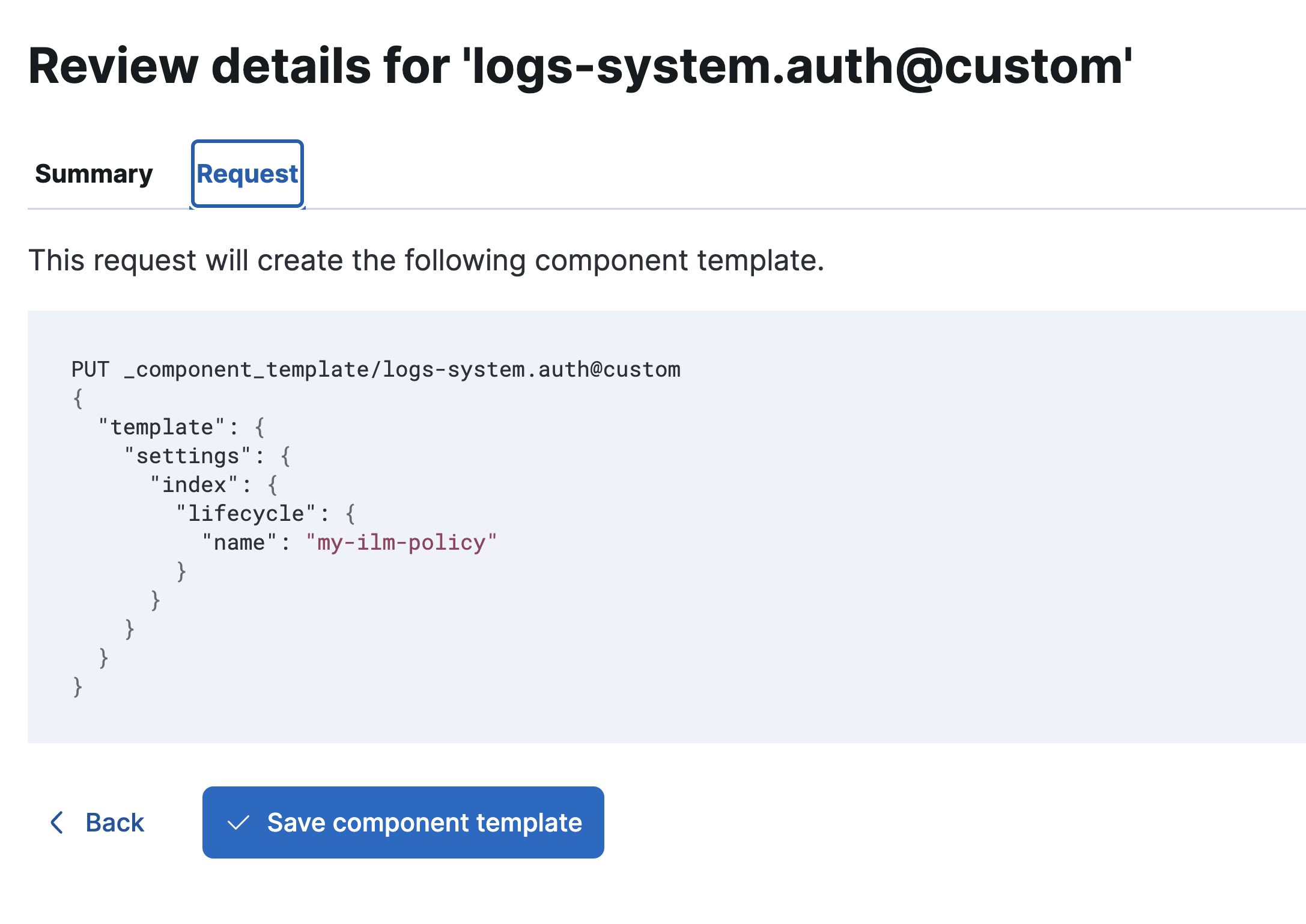 Review details for the new component template