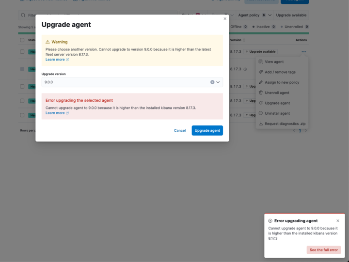 Fleet Server inconsistent UI state