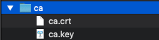 Screen capture of a folder called ca that contains two files: ca.crt and ca.key