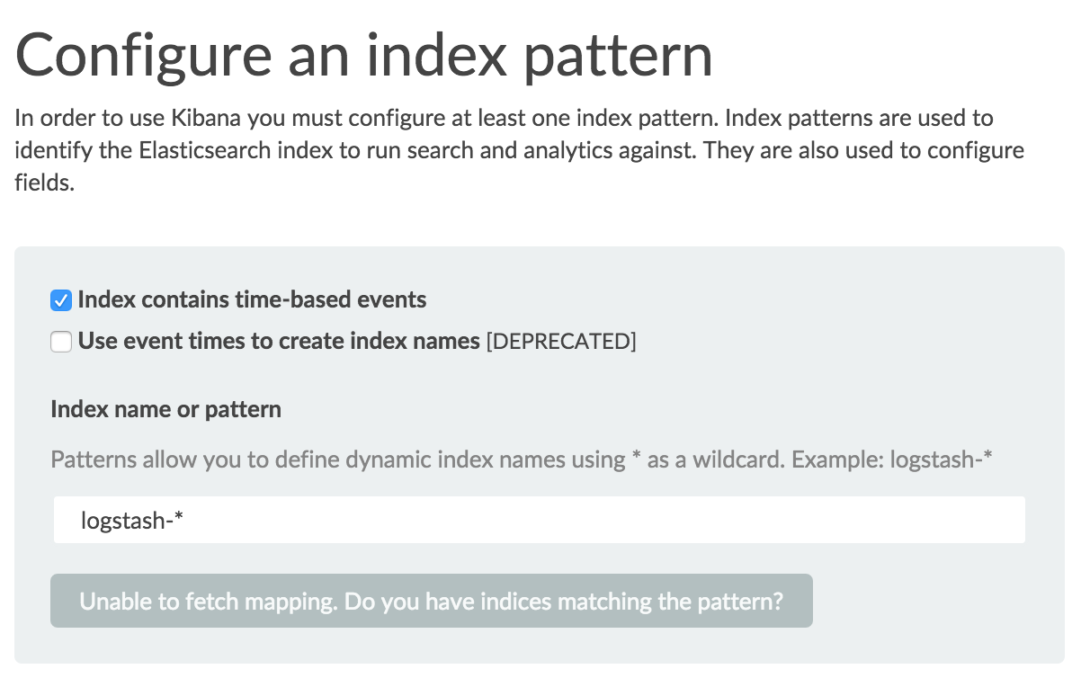 Kibana start page