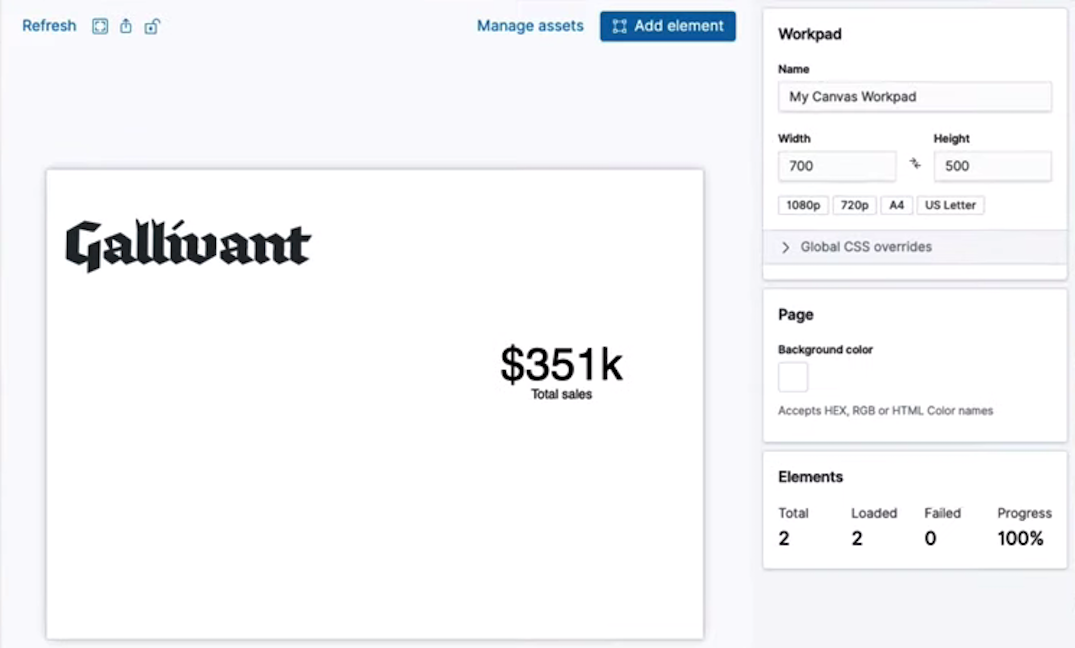 canvas metric element