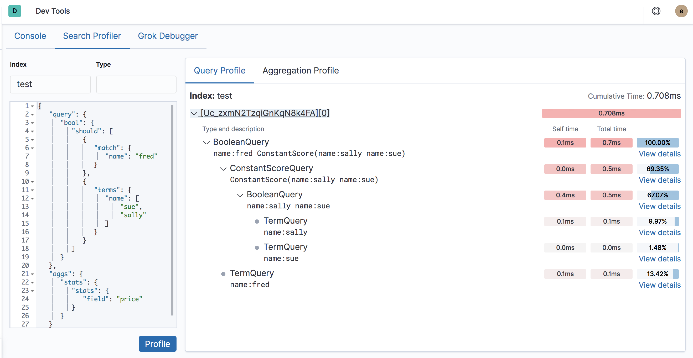 Profiling the more complicated query