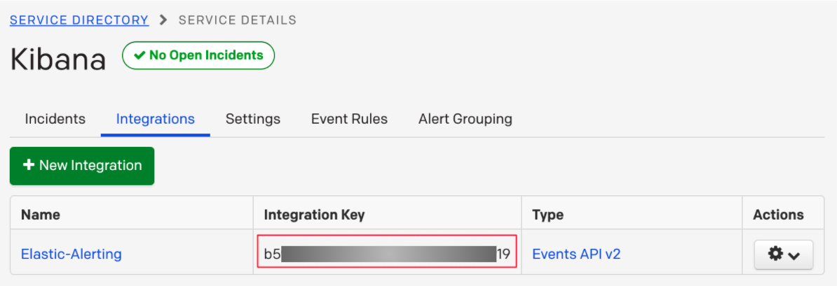 PagerDuty Integrations tab