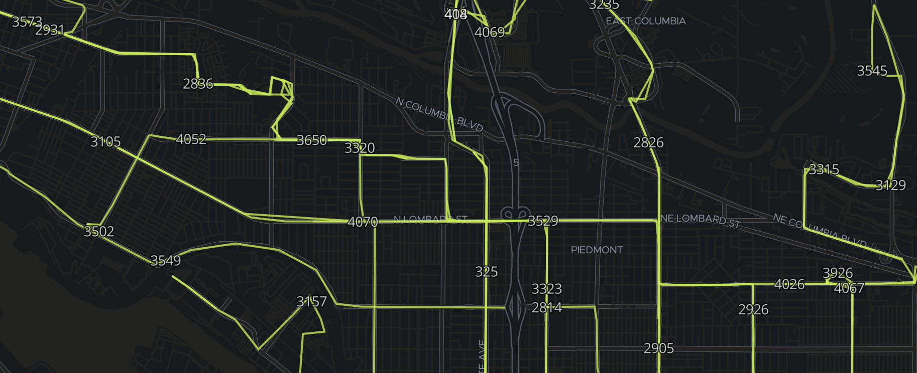 Map showing lines with labels