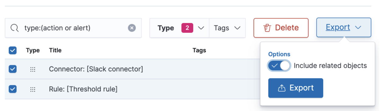 How to export and import rules and connectors