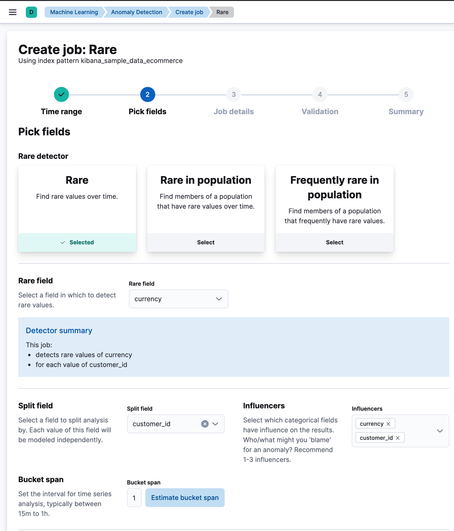 Rare job wizard for anomaly detection