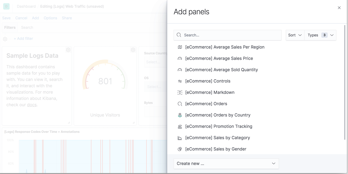 Example add visualization to dashboard