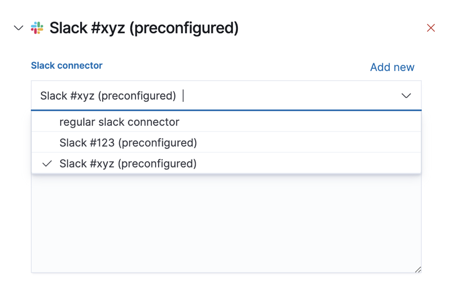 Dropdown list with pre-cofigured connectors