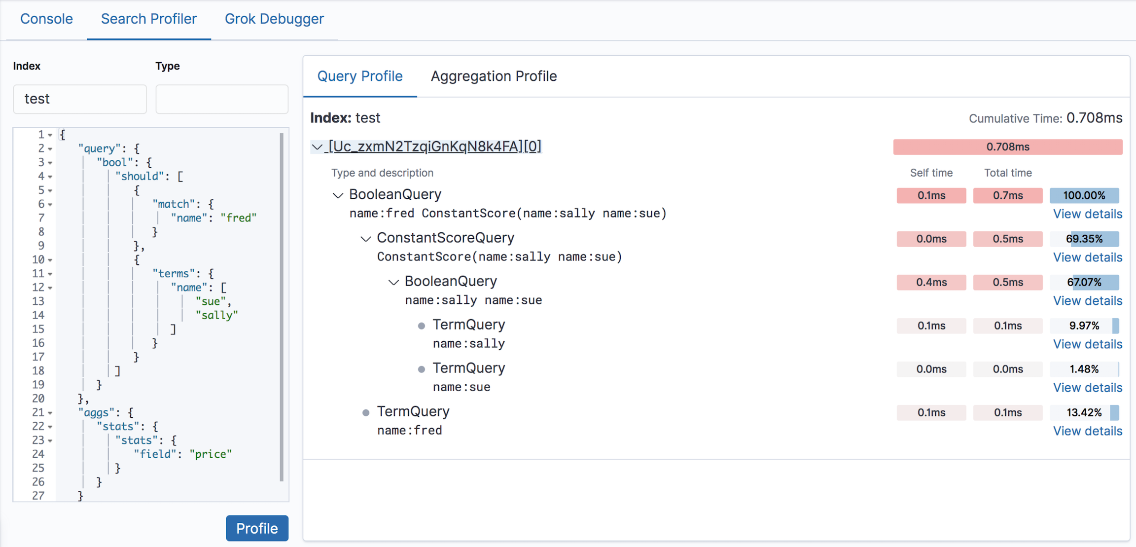 Profiling the more complicated query